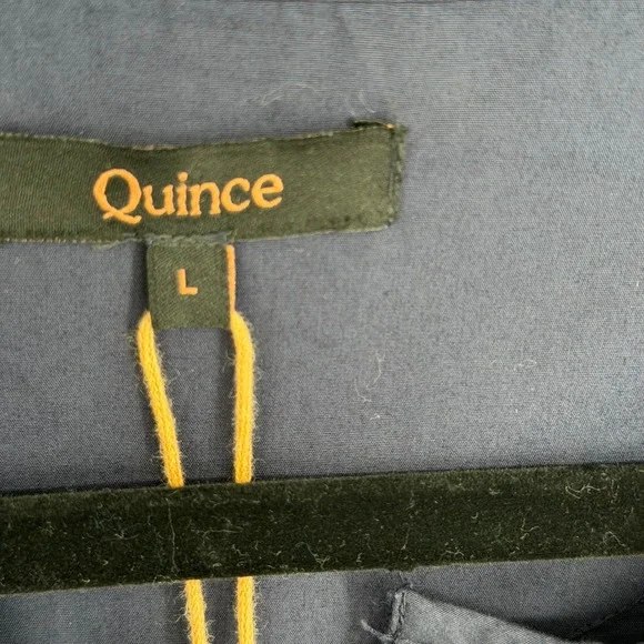 Quince 100% Organic Cotton Poplin Tiered Maxi Dress Women's L Navy Smocked Boho - Picture 5 of 14